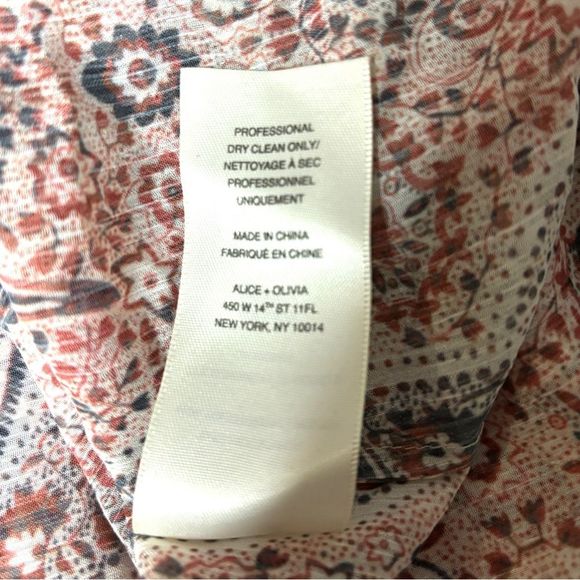 Alice + Olivia Anabel Paisley Tie Neck Crepe Boho Blouse - Picture 7 of 11